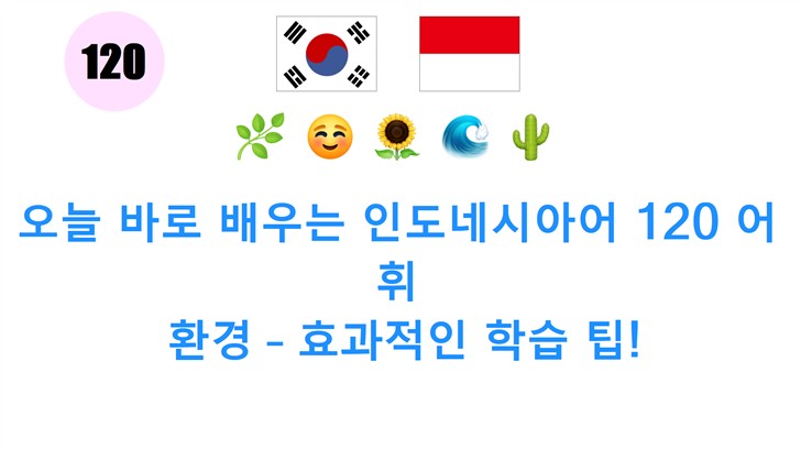 오늘 바로 배우는 인도네시아어 120 어휘: 환경 – 효과적인 학습 팁!